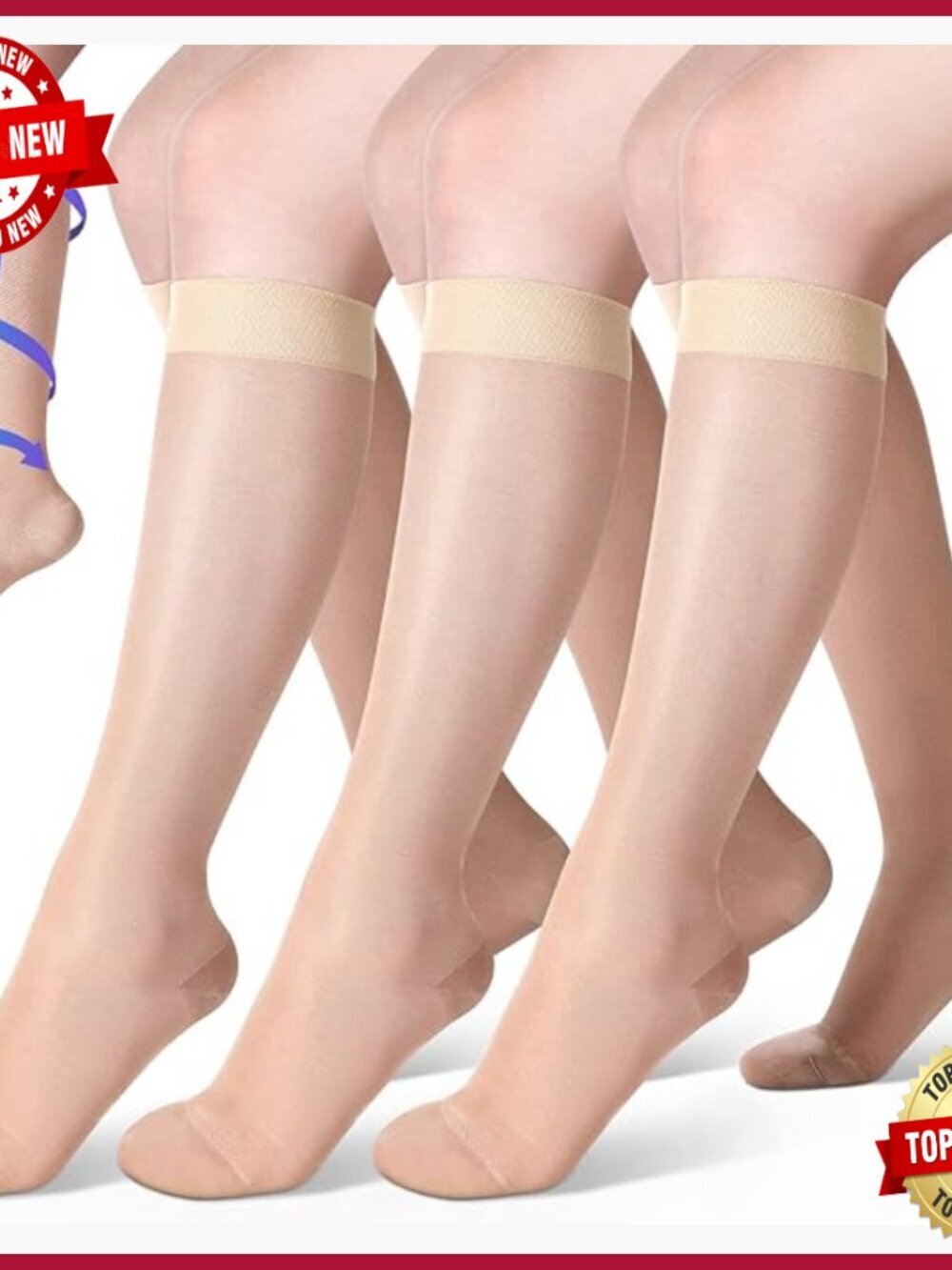 3 Pairs Sheer Compression Socks Knee High 20-30 mmHg Support Hose